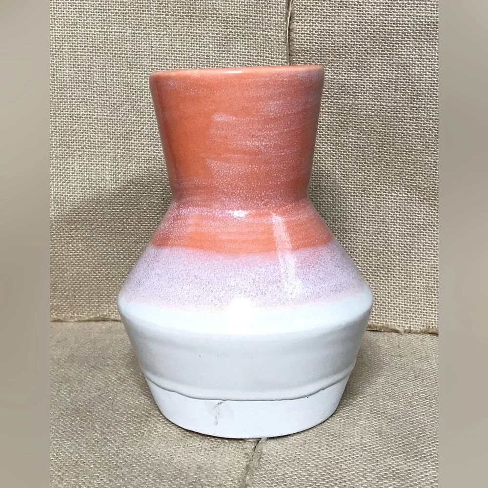 Project 62 Reactive Pottery Vase Orange Pink White Boho Cottage Core Summer